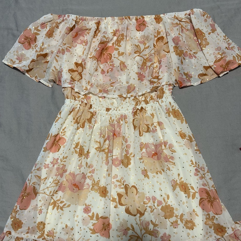 Never worn glimmering perfection ivory multi floral maxi dress. - Picture 3 of 4